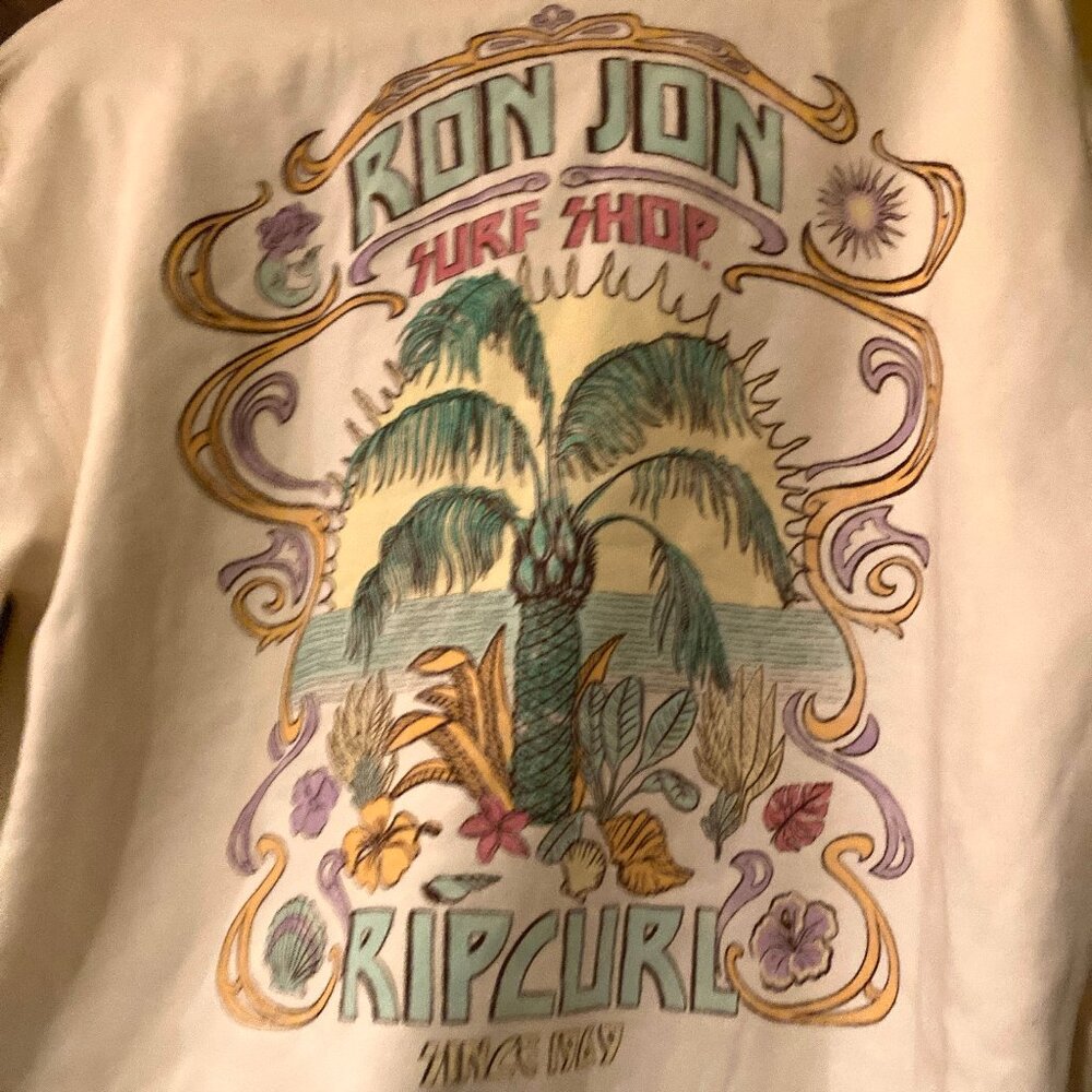 NWT Ron Jon Surf Shop Rip Curl Ivory Hoodie Size Small - Picture 6 of 8